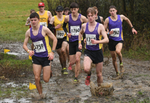 This photo of the front runners in the U20/Sen/Vet Men's race was taken by John Harvey