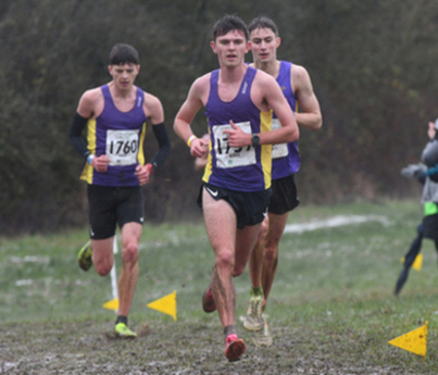 This photo of the front runners in the U20/Sen/Vet Men's race was taken by John Harvey